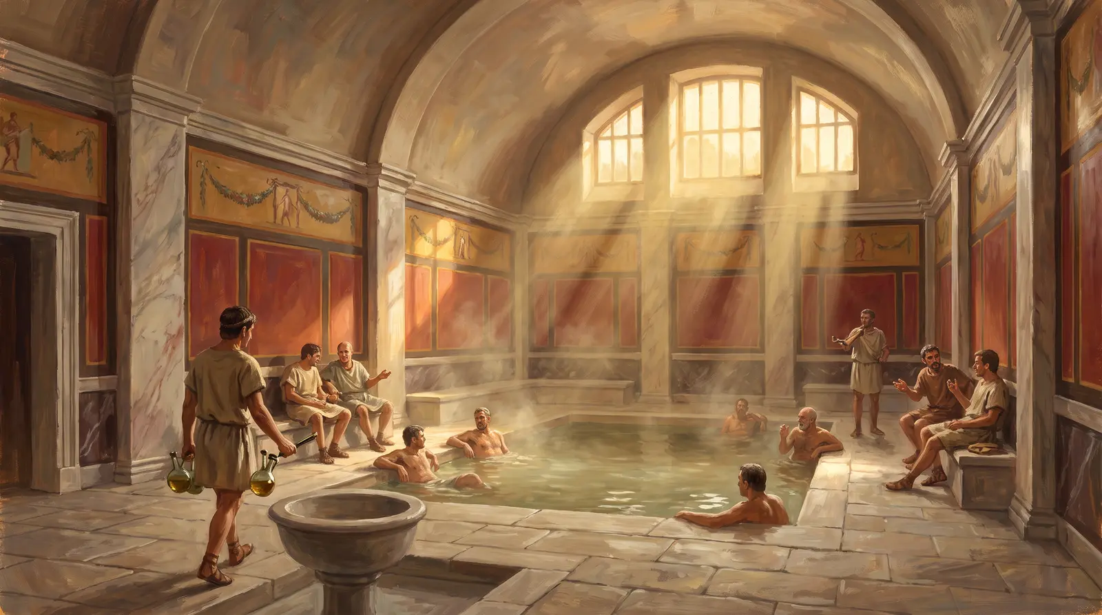 Reconstruction of the steamy hot room of the fortress baths.